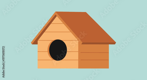Birdhouse with brown roof and walls.