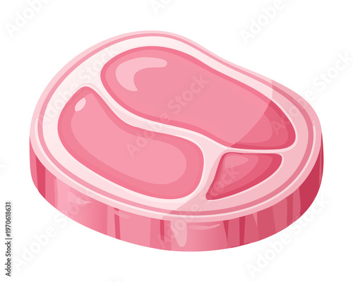 Fresh slice of processed meat for sandwich making and protein rich snack menu illustration - Vector Illustration