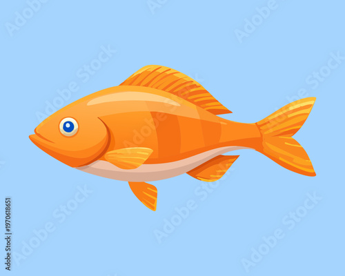 Small orange fish for seafood shop and marine animal conservation or educational materials - Vector Illustration