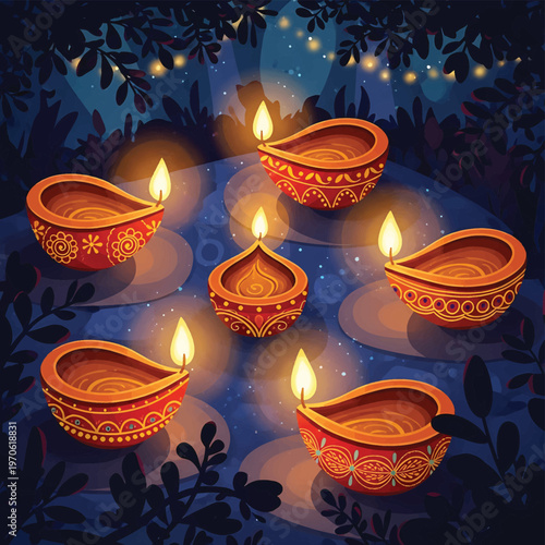 Diwali Diya Oil Lamp Lighting Festival.