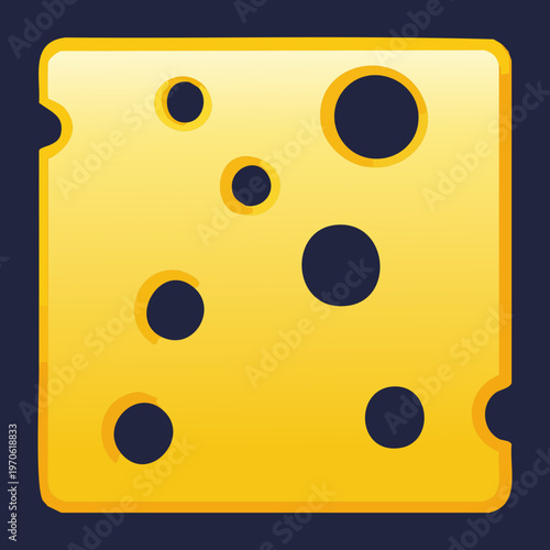 Square slice of cheddar cheese with holes for culinary recipe and restaurant menu - Vector Illustration