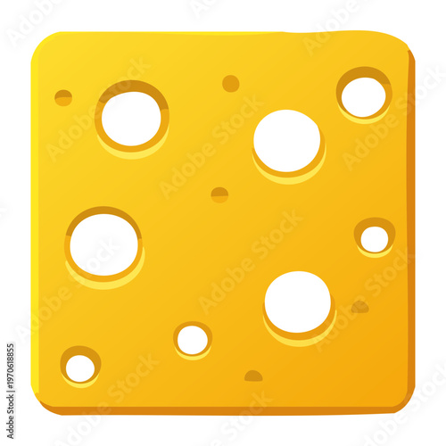 Yellow swiss cheese slice for breakfast sandwich and healthy dairy snack marketing materials - Vector Illustration