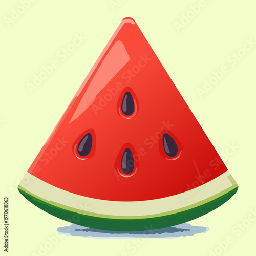 Single slice of fresh watermelon for summer dessert and healthy organic fruit snack - Vector Illustration
