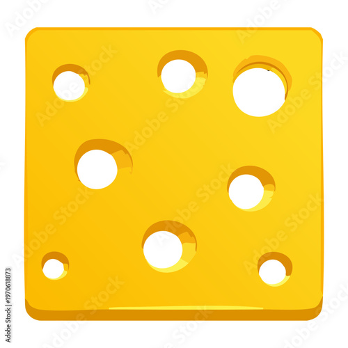 Single yellow cheese square for burger preparation and healthy dairy product branding concept - Vector Illustration