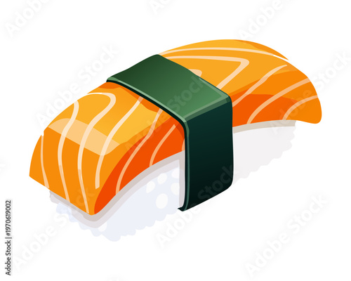 Fresh salmon nigiri sushi for japanese restaurant menu and healthy seafood snack promotion - Vector Illustration