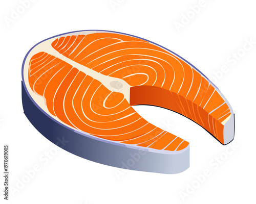 Premium salmon steak portion for healthy nutrition and seafood restaurant dish marketing materials - Vector Illustration
