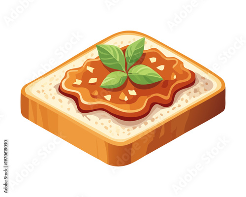 Toast with spread and garnish for breakfast menu and healthy morning snack branding - Vector Illustration