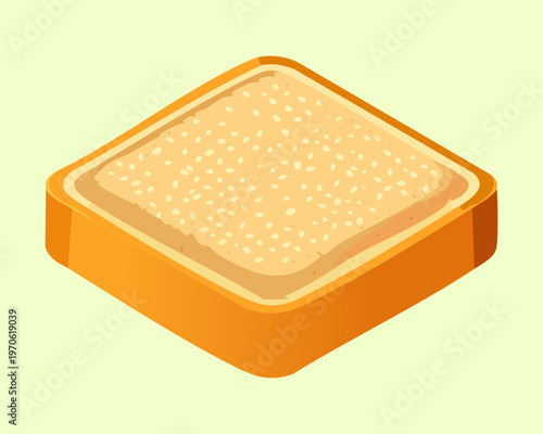 Single slice of plain white toast bread for breakfast menu and bakery shop - Vector Illustration