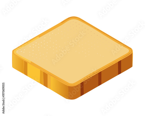 Simple isometric loaf of toasted bread for morning breakfast meal and bakery shop menu design - Vector Illustration