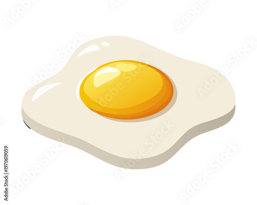 Perfectly cooked sunny side up egg rich in protein for nutritious morning meal and diet - Vector Illustration