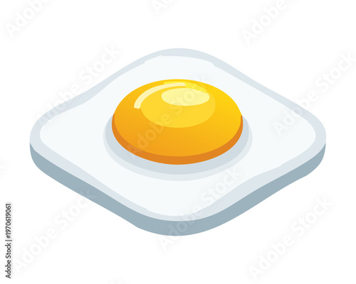 Nutritious fried egg sunny side up for classic breakfast and high protein meal plan concept - Vector Illustration