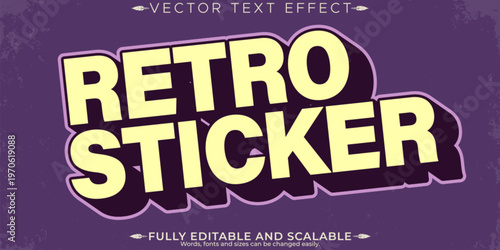 Retro sticker text effect, editable 70s and 80s text style