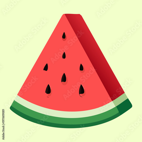 Triangle slice of sweet watermelon with black seeds for healthy summer fruit snack and juice - Vector Illustration