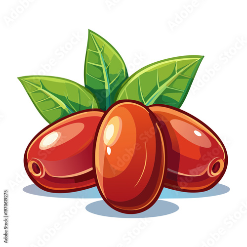 Bowl of red dates or jujube fruit for healthy snack and traditional herbal medicine ingredients - Vector Illustration