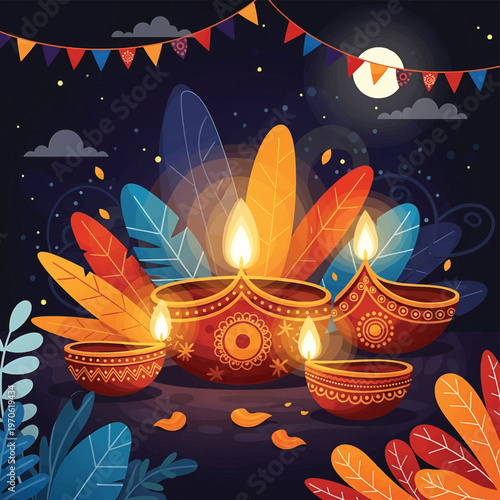 Diwali Festival Lights Decorative Clay Pots.