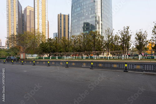Empty urban road and buildings in the city