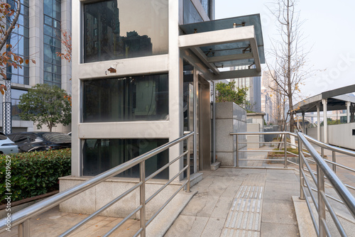 Elevators in modern city squares