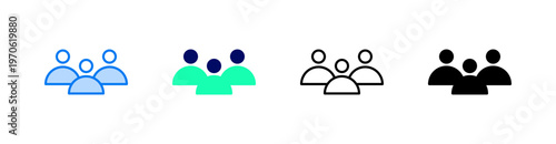 Team Multiple Style Icon Set Vector 