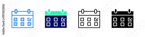 Calendar Multiple Style Icon Set Vector 