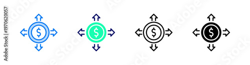 Market Expansion Multiple Style Icon Set Vector 