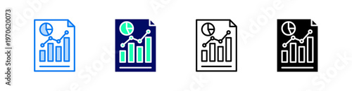 Report Multiple Style Icon Set Vector 