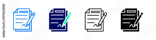 Contract Multiple Style Icon Set Vector 