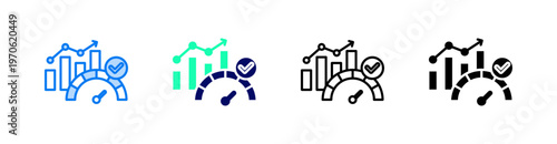 Sales Performance Multiple Style Icon Set Vector 