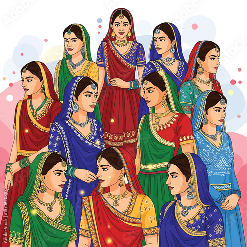 Group of Indian Women in Traditional Attire 1.