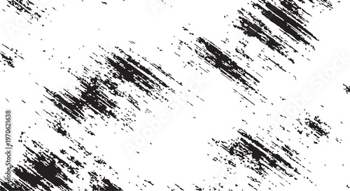 Black Gritty Distress Texture with Diagonally Scratched Brush Strokes on White Background