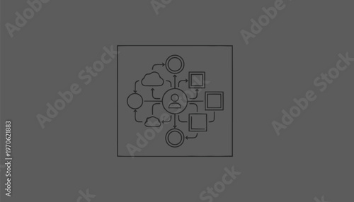 Conceptual illustration of a network of interconnected digital elements.