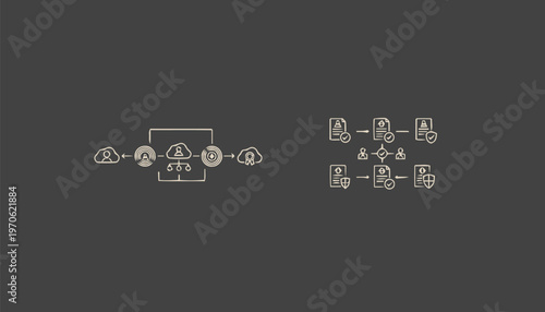 Conceptual illustration of data flow, information, and communication processes.