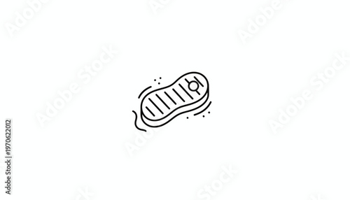 Hand-drawn steak icon, simple line art illustration of grilled meat on a white background