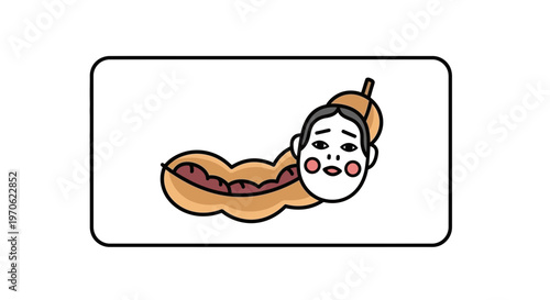 Funny Tamarind Fruit with Human Face Illustration