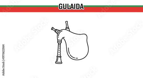 Gaita Bagpipes Musical Instrument Line Art Illustration