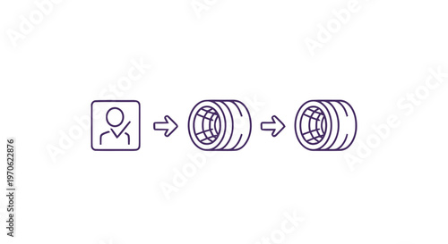Conceptual illustration of a persons journey with car tires.