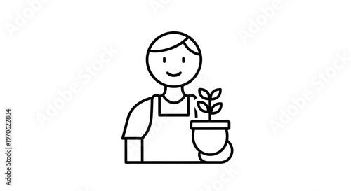 Gardener Holding Potted Plant Icon