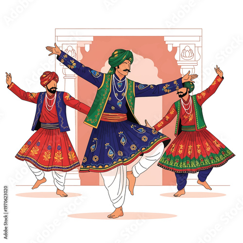 Traditional Indian Men Dance Performance.