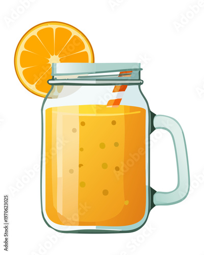 Healthy orange citrus smoothie for breakfast drink menu and wellness and fitness branding design - Vector Illustration