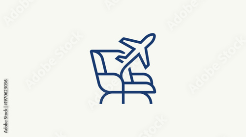 Minimalist Icon of Airplane Flying Over Airplane Seats