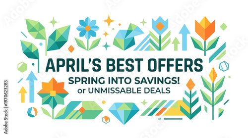 Geometric Spring Sale Banner with Floral Elements