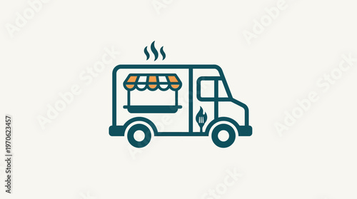 Minimalist Food Truck Icon on Light Background