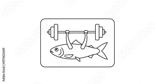 Fish Lifting Weights: Healthy Lifestyle, Fitness, and Diet Concept