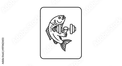 Fit Fish Lifting Dumbbell, Healthy Lifestyle, Gym Workout, Strength Training, Fitness Motivation