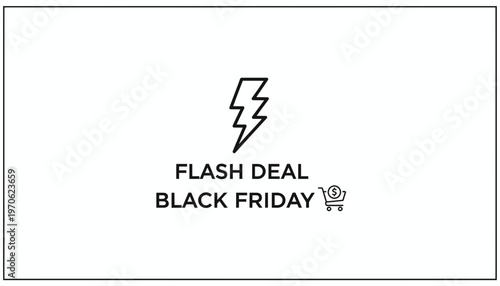 Flash Deal Black Friday Lightning Bolt Icon with Shopping Cart