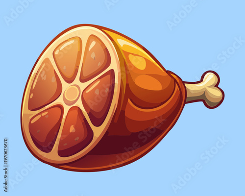 Delicious roasted ham for holiday dinner and traditional meat culinary concepts for restaurant and butcher - Vector Illustration