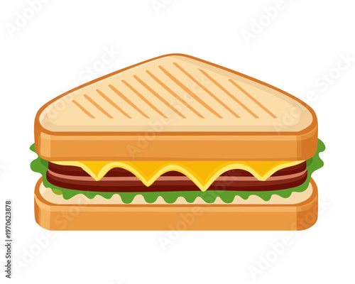 Tasty ham and cheese sandwich for quick meal and deli shop restaurant menu marketing designs - Vector Illustration