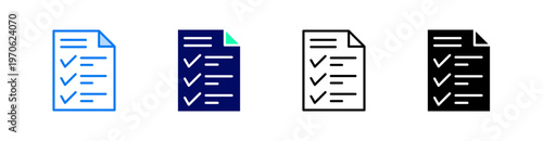 Checklist Multiple Style Icon Set Vector 