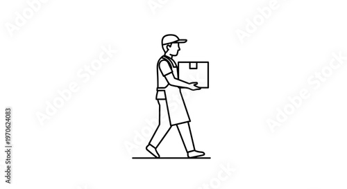 Delivery Man Carrying Box, Courier Service, Package Delivery, Logistics Icon