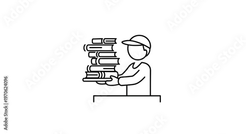 Delivery Person Carrying Stack of Books, Education Concept