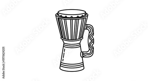 Djembe Drum Outline Icon - Traditional African Percussion Instrument